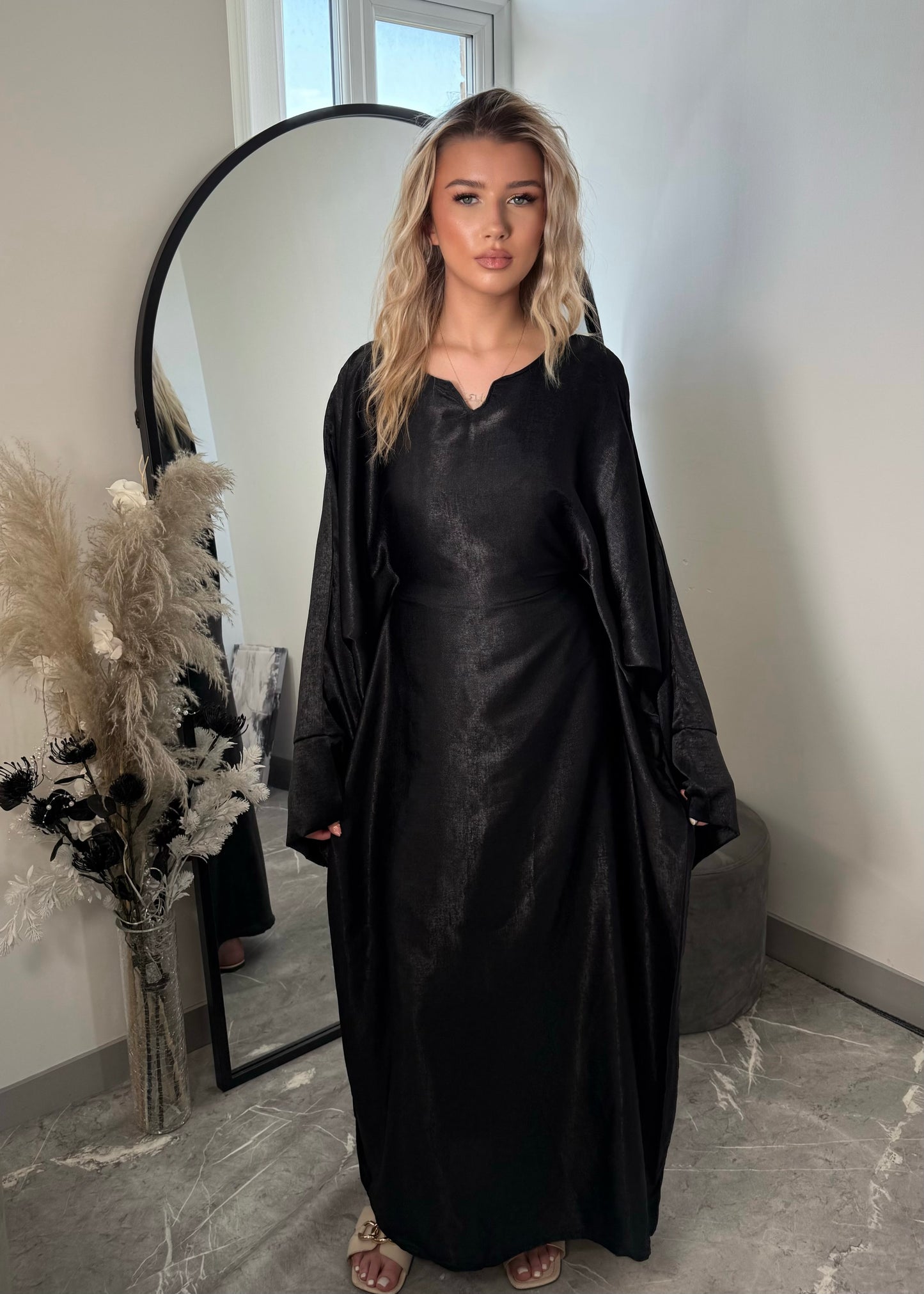 NALA CRUSHED SATIN BUTTERFLY KAFTAN
