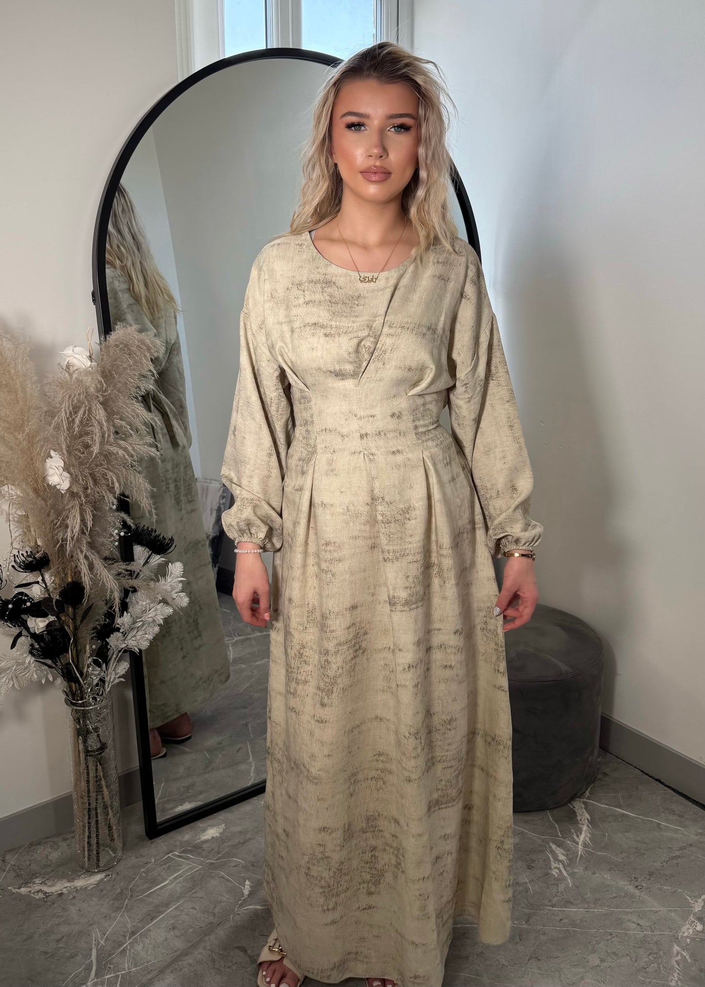 LINEN DENIM CORSET DRESS