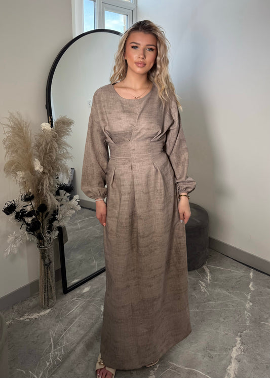 LINEN DENIM CORSET DRESS