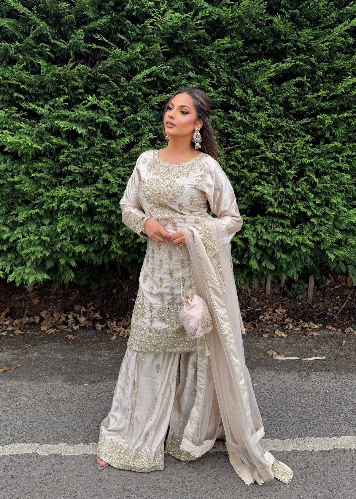 LAMISA SHARARA 4 PIECE SUIT CHAMPAGNE