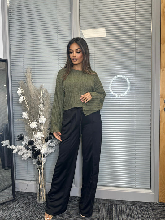 RIBBED FLARE SLEEVE JUMPER