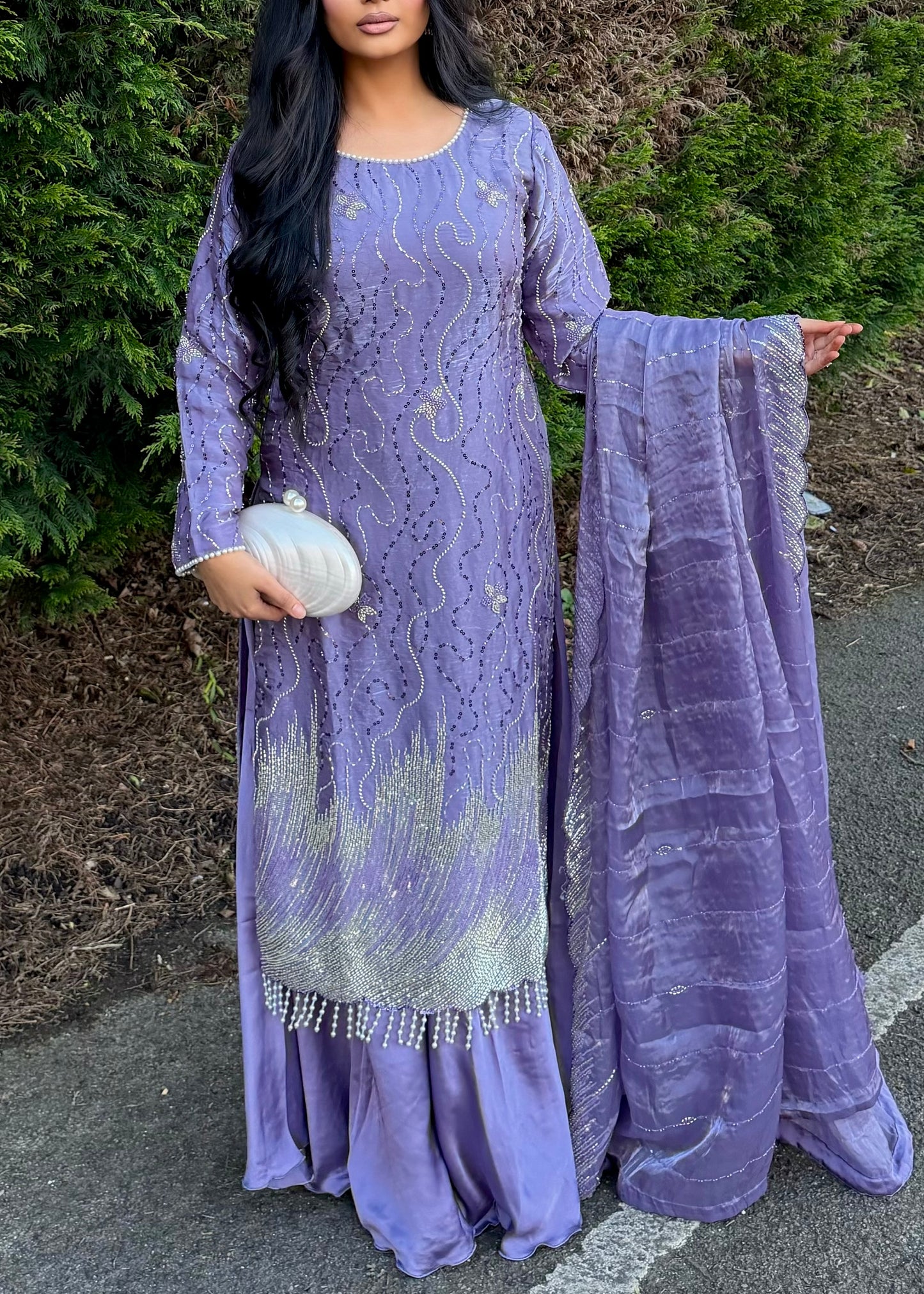 LEENA LILAC 3 PIECE SHARARA SUIT