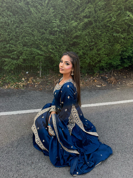 NINA MIDNIGHT TEAL LEHENGA