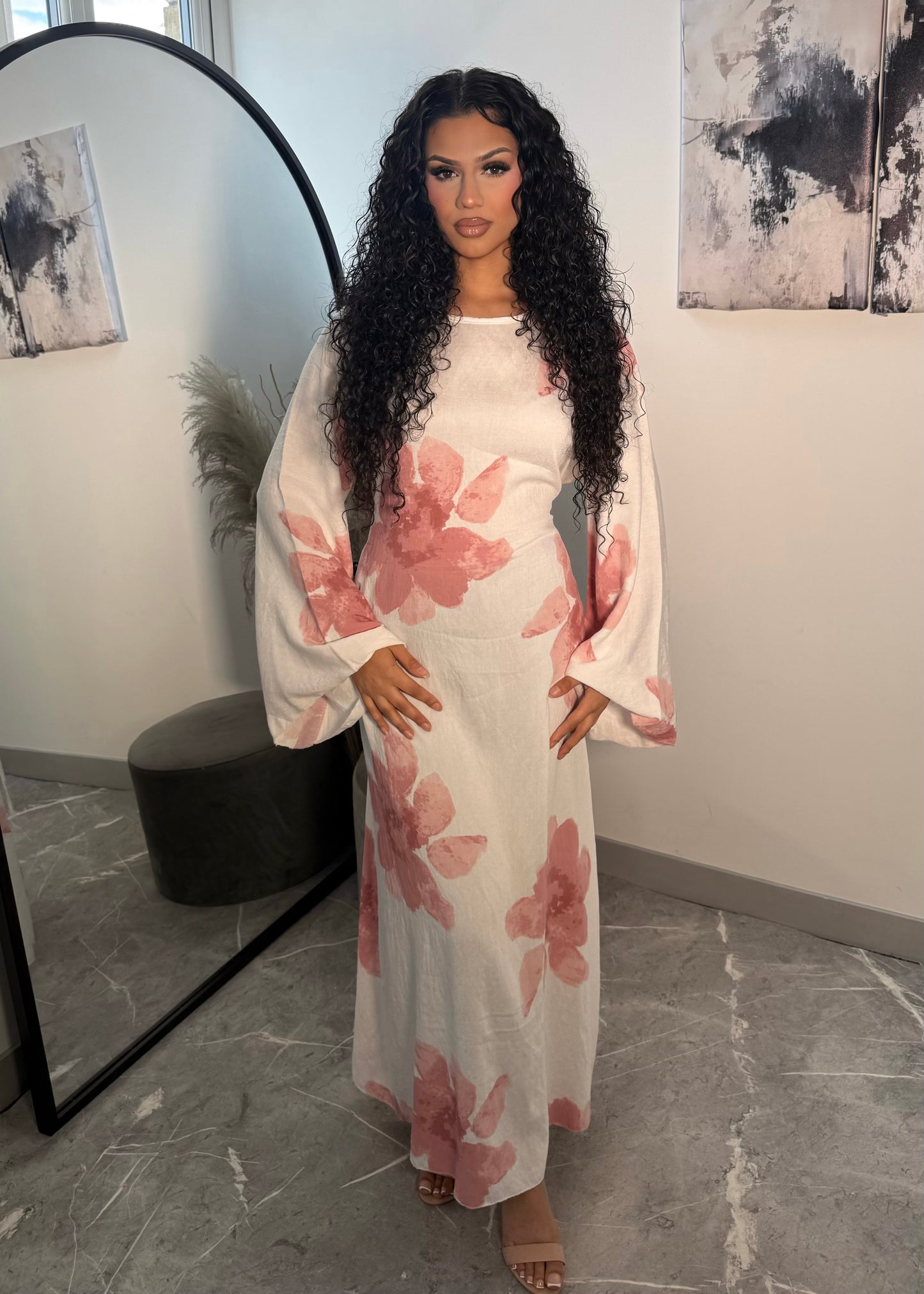 FLORAL CORSET TIE MAXI DRESS