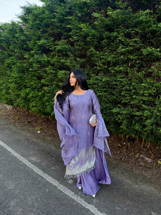 LEENA LILAC 3 PIECE SHARARA SUIT