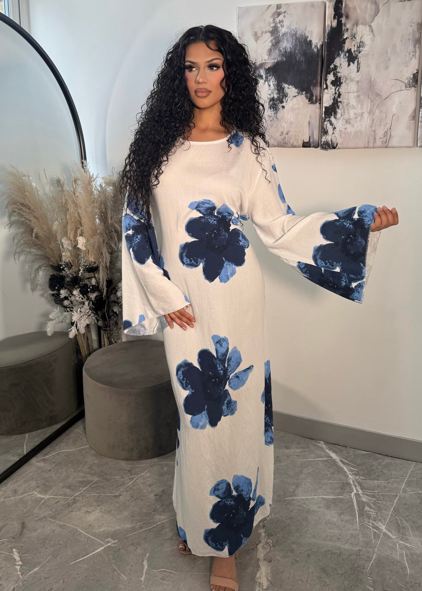 FLORAL CORSET TIE MAXI DRESS