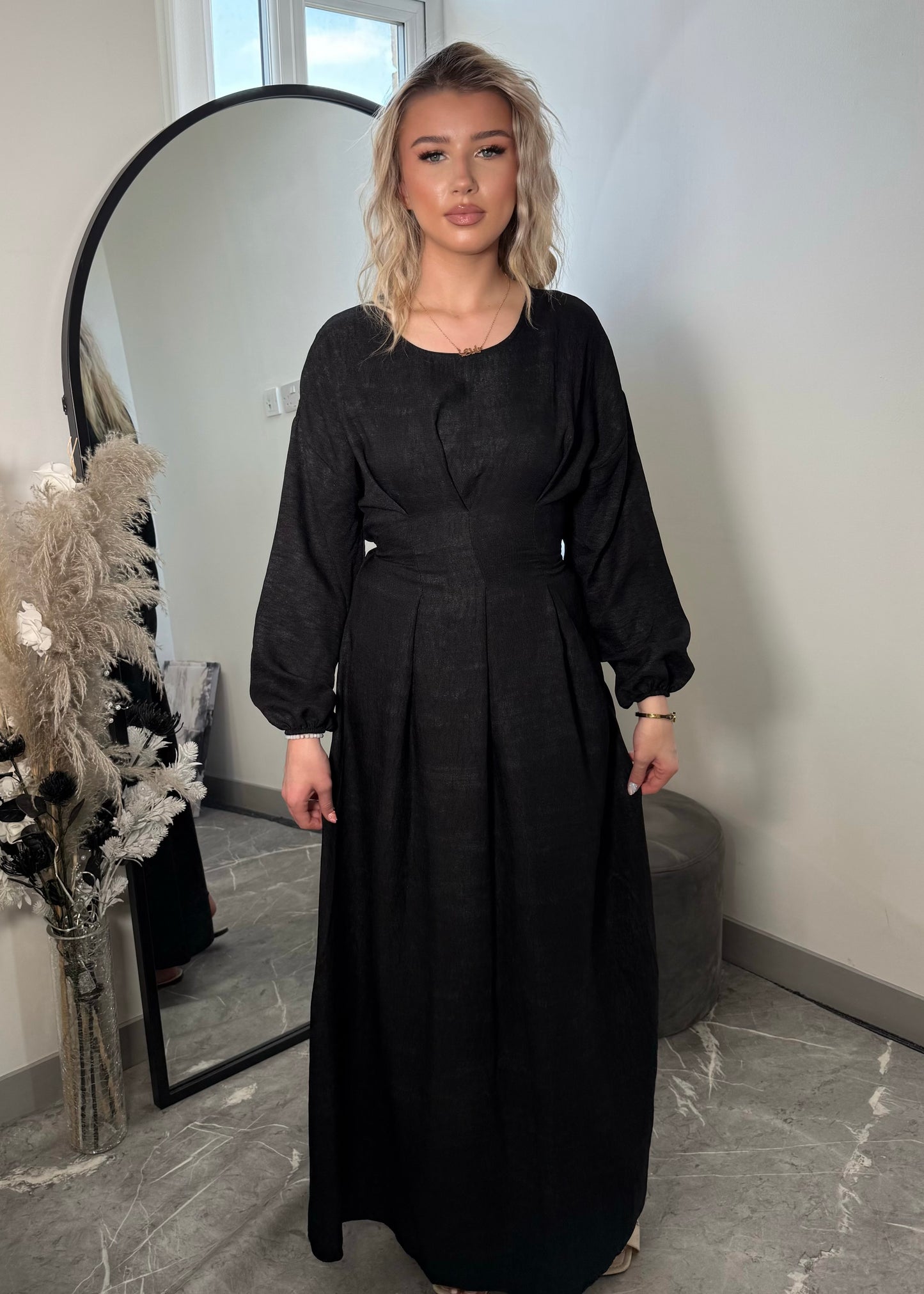 LINEN DENIM CORSET DRESS