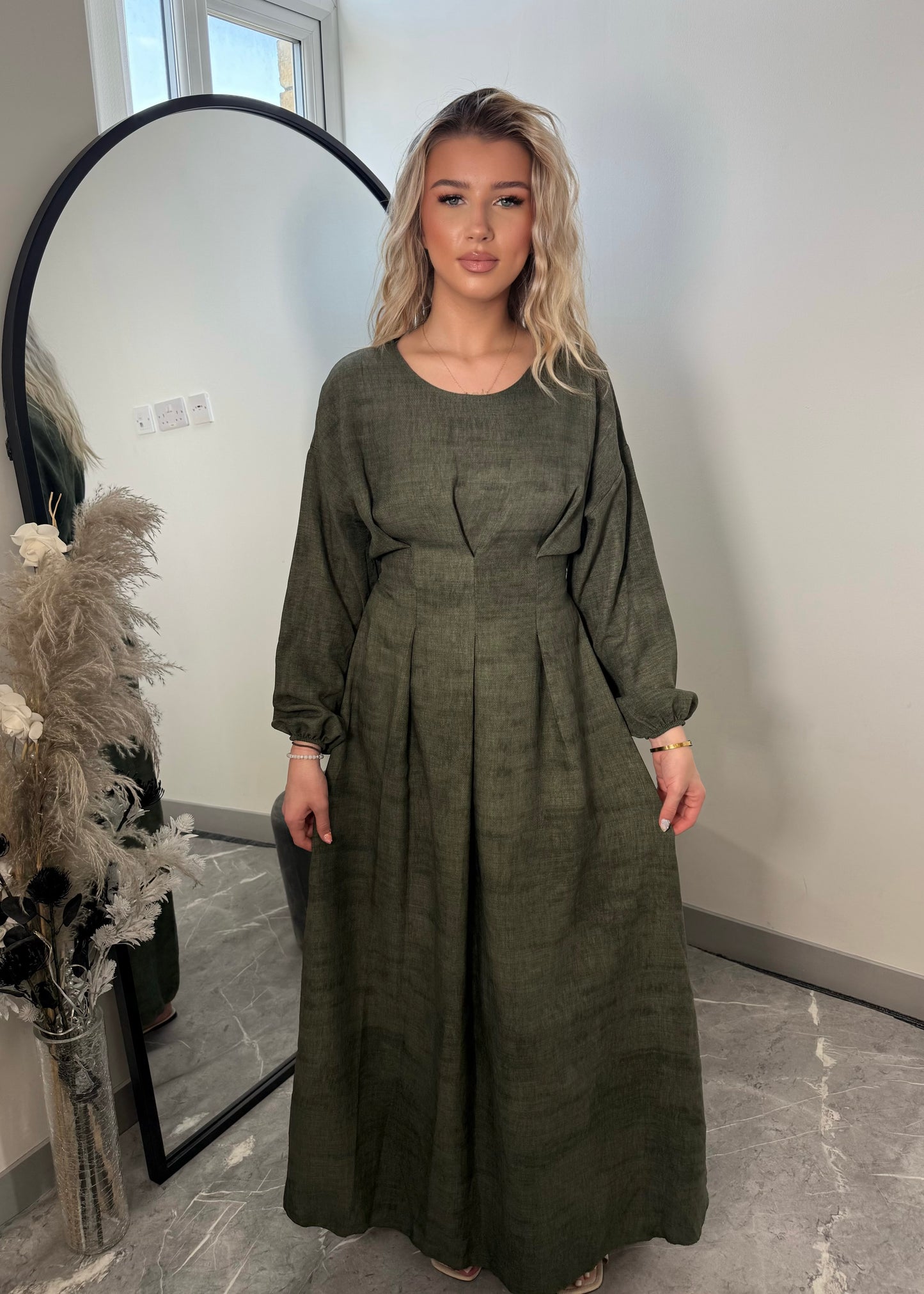 LINEN DENIM CORSET DRESS
