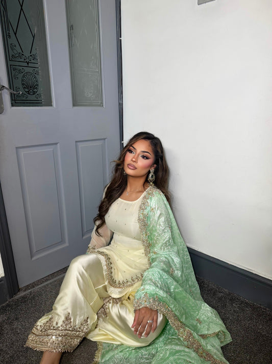 AYSHA IVORY & MINT 3 PIECE SUIT