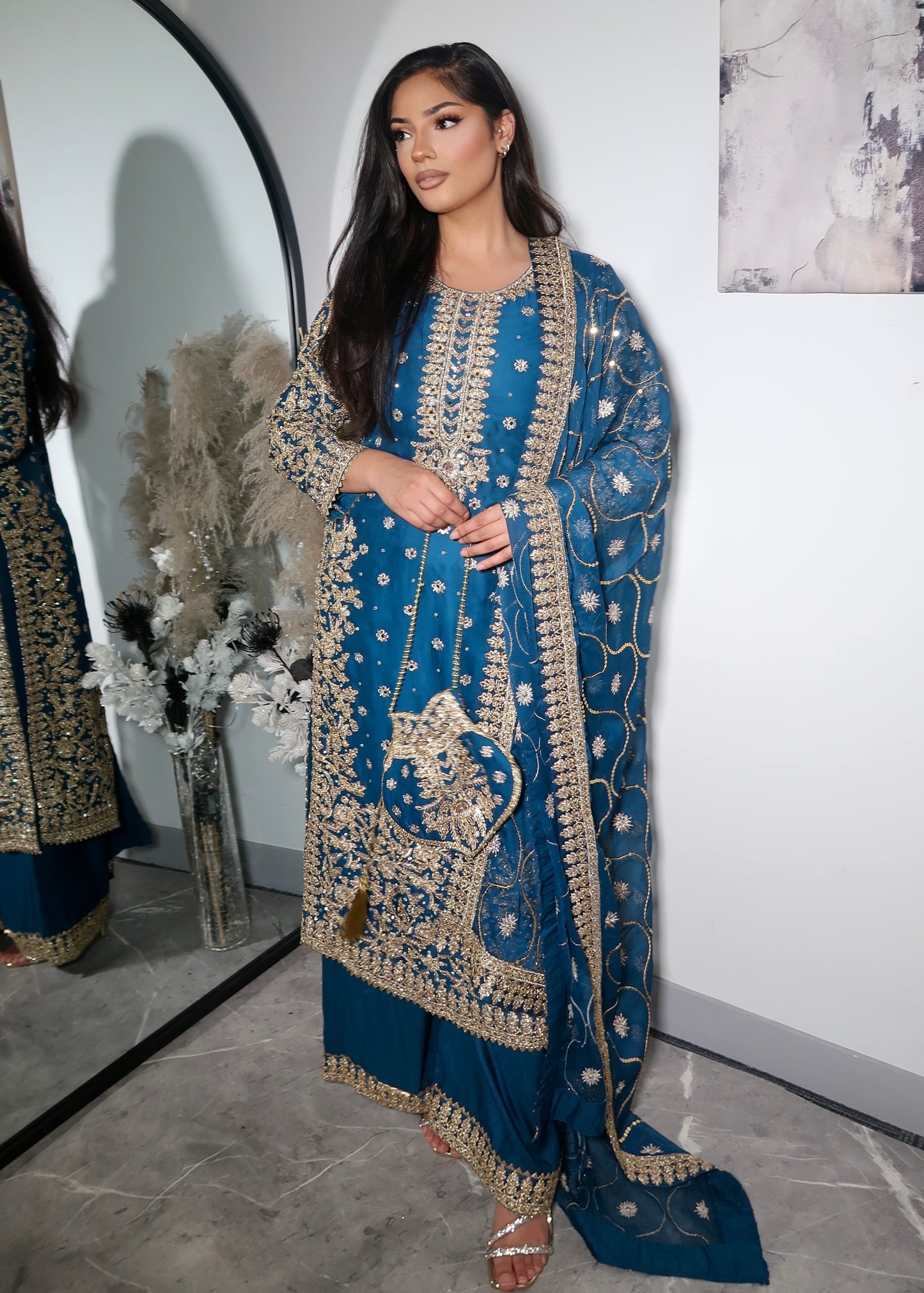 ANISA TEAL 4 PIECE PLAZZO