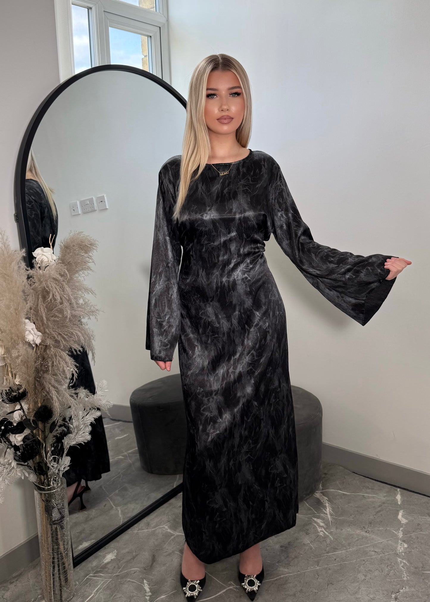MARBLE CORSET TIE MAXI