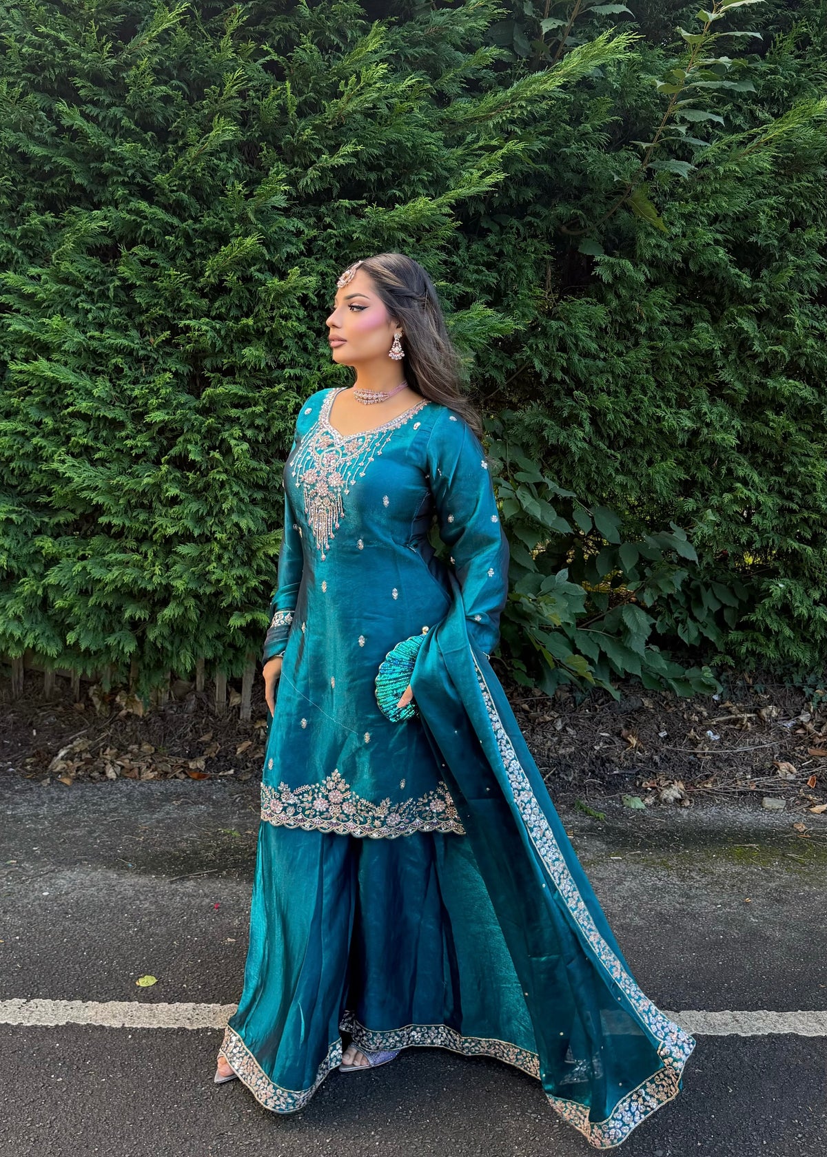 VENICE TEAL SHARARA 3 PIECE SUIT