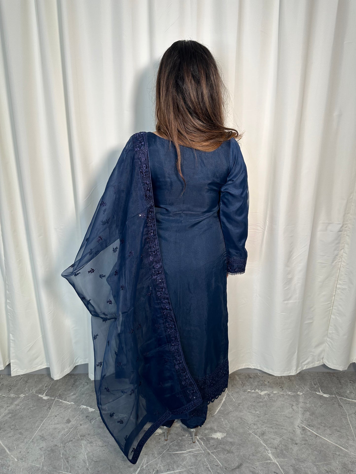 NAVY LONG KAMEEZ SUIT