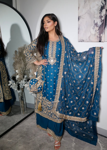 ANISA TEAL 4 PIECE PLAZZO