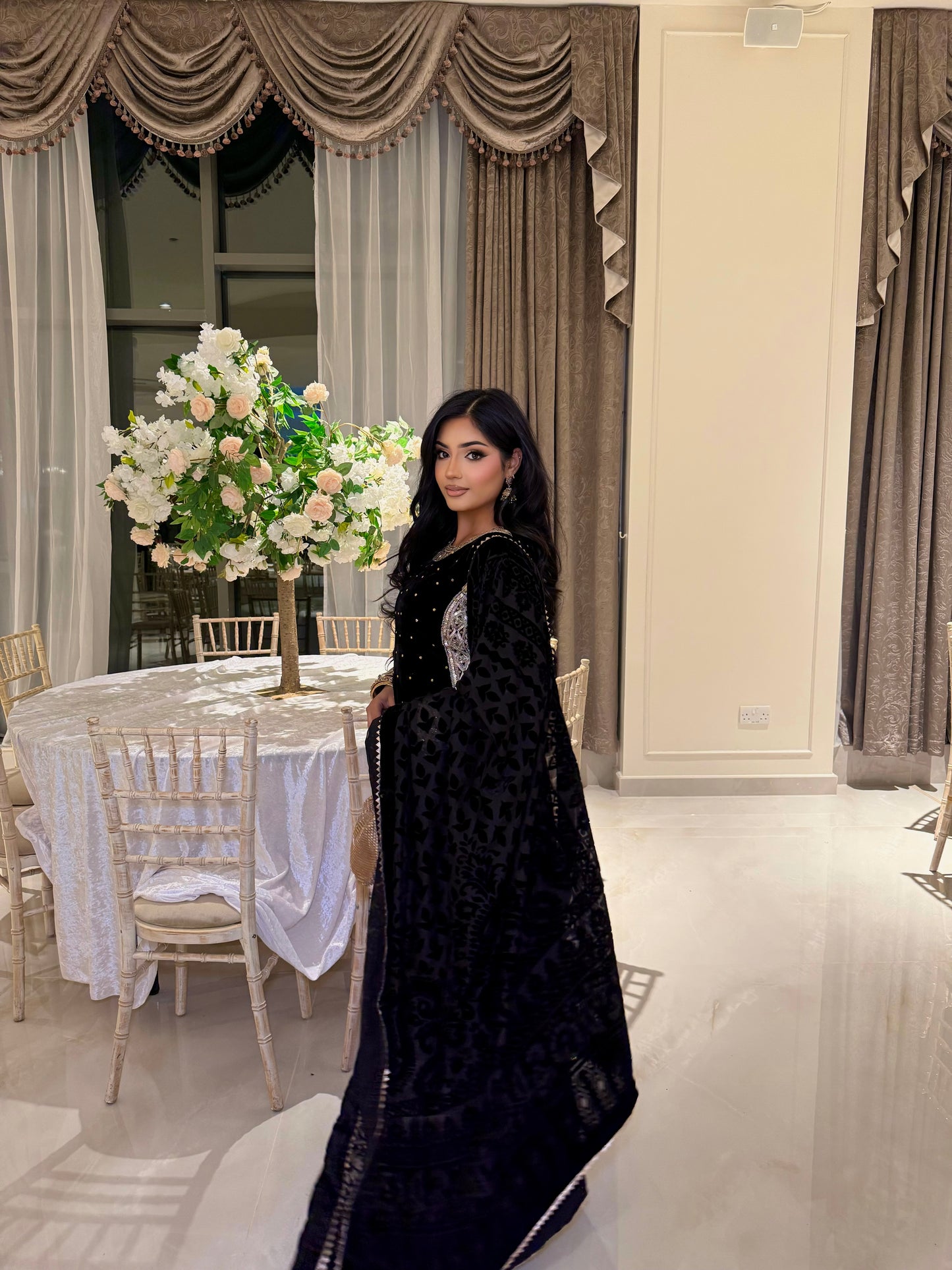 DIYA BLACK VELVET 3 PIECE PLAZZO SUIT