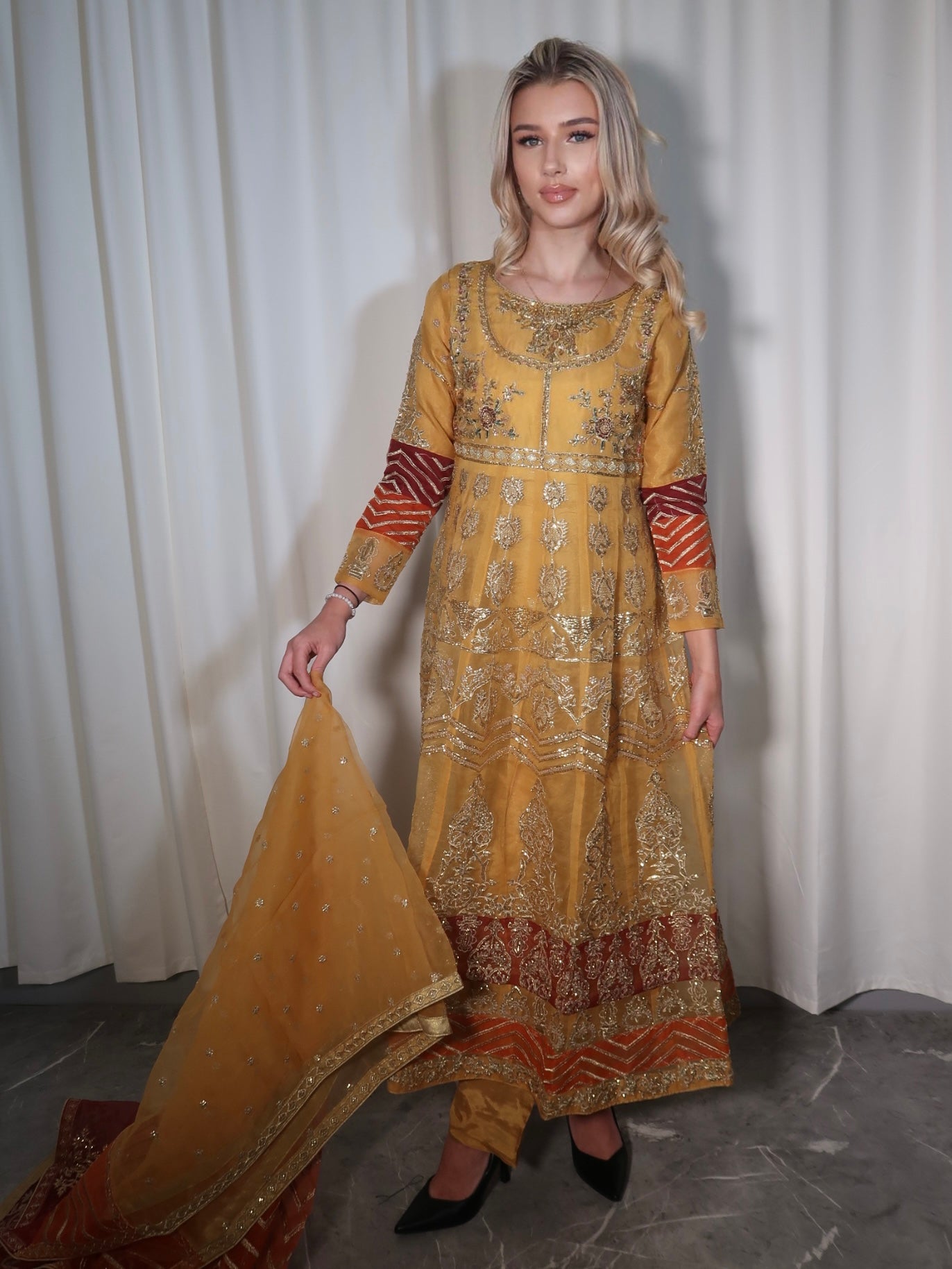 MUSTARD MEHNDI ANARKALI