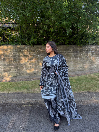 MALIYA FARSHI PATTERNED 3 PIECE SUIT