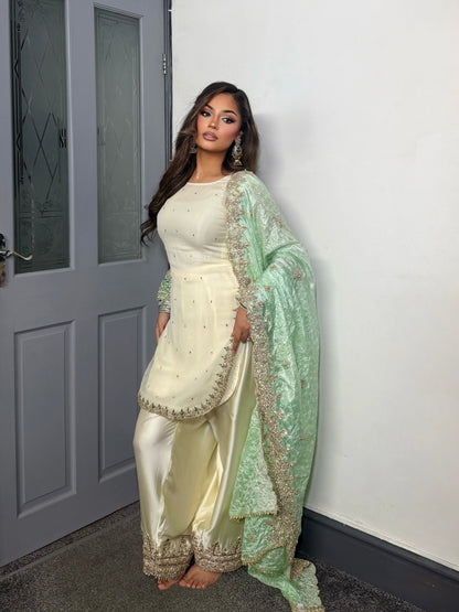 AYSHA IVORY & MINT  3 PIECE SUIT