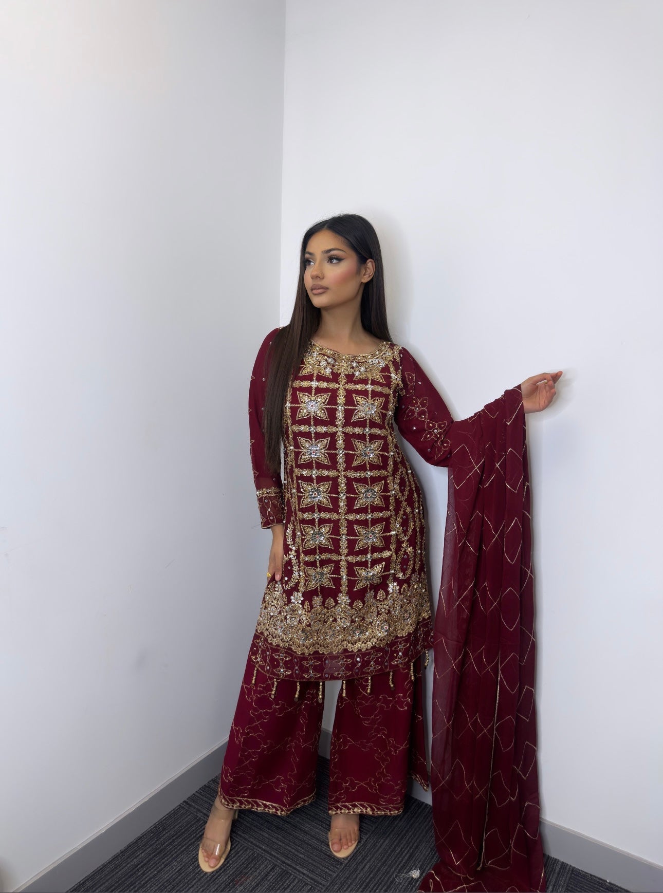 MAROON SHARARA SUIT