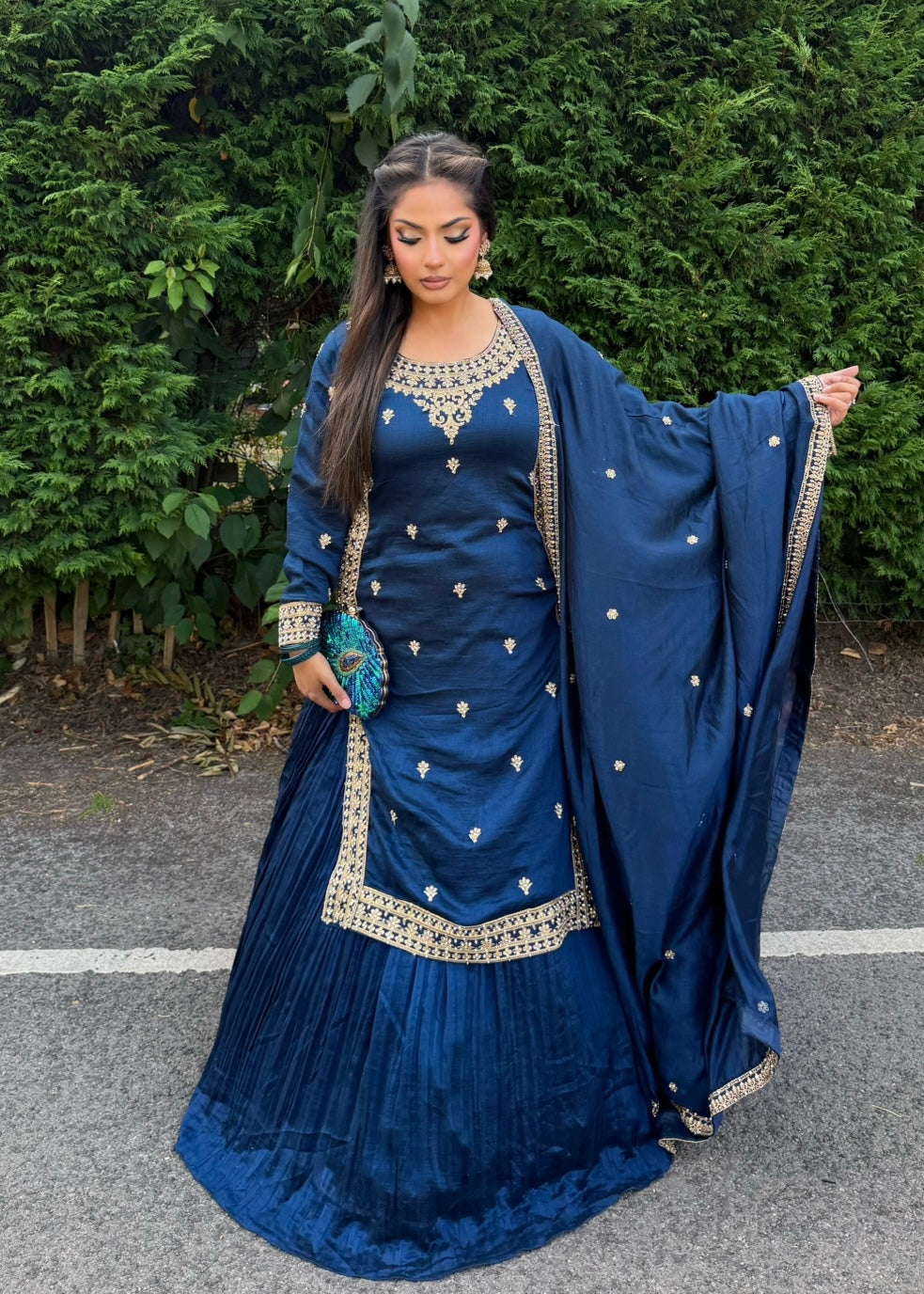 NINA MIDNIGHT TEAL LEHENGA