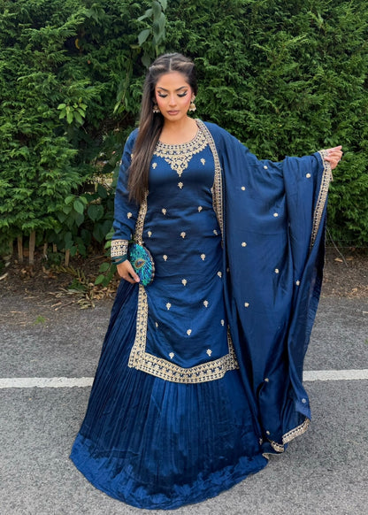 NINA MIDNIGHT TEAL LEHENGA