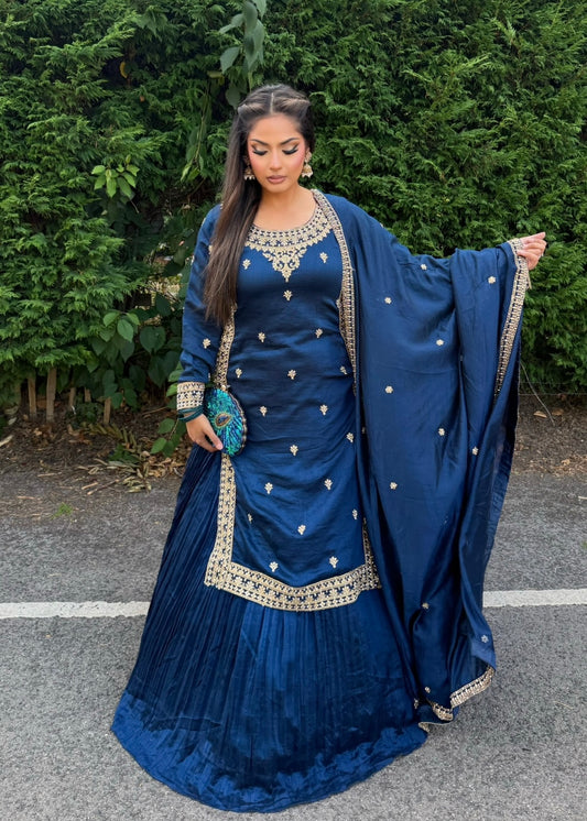 NINA MIDNIGHT TEAL LEHENGA