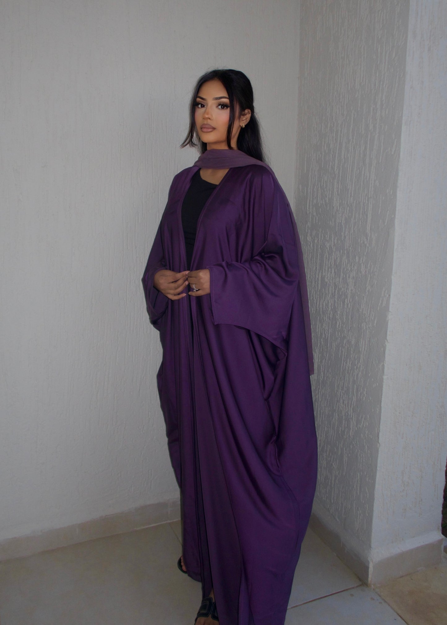 REEM SOFT SATIN OPEN ABAYA