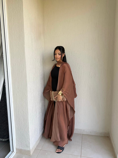 NOURAH ORGANZA CAPE OPEN ABAYA