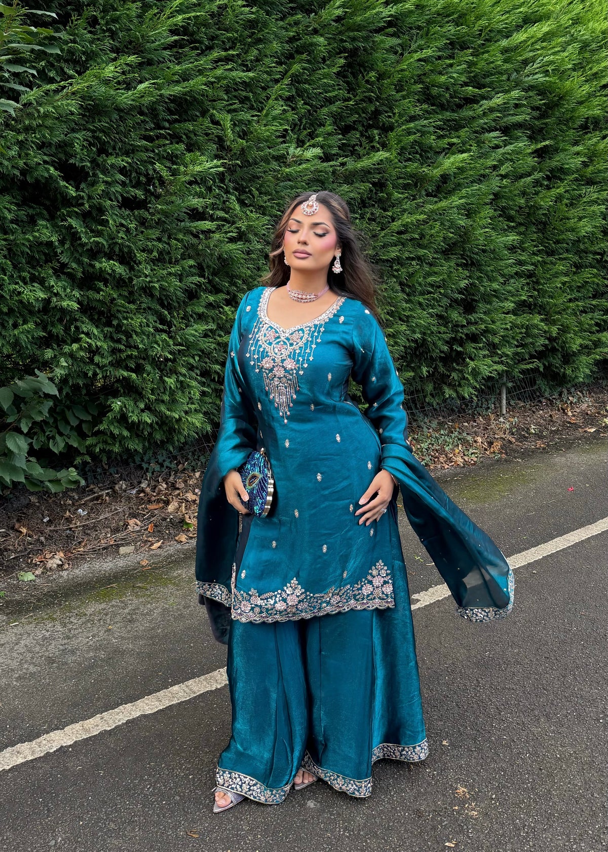VENICE TEAL SHARARA 3 PIECE SUIT