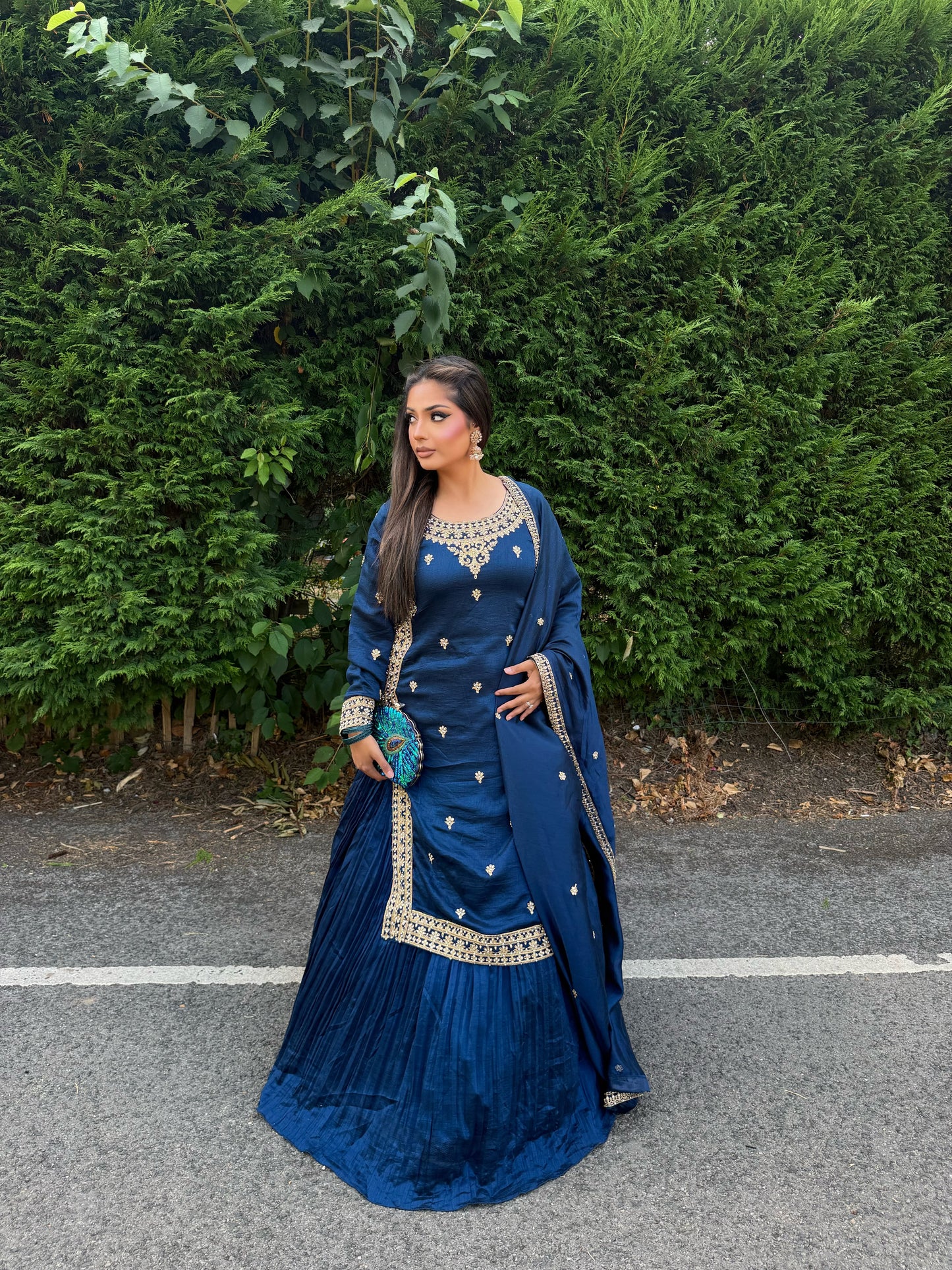NINA MIDNIGHT TEAL LEHENGA