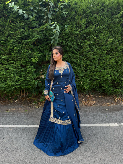 NINA MIDNIGHT TEAL LEHENGA