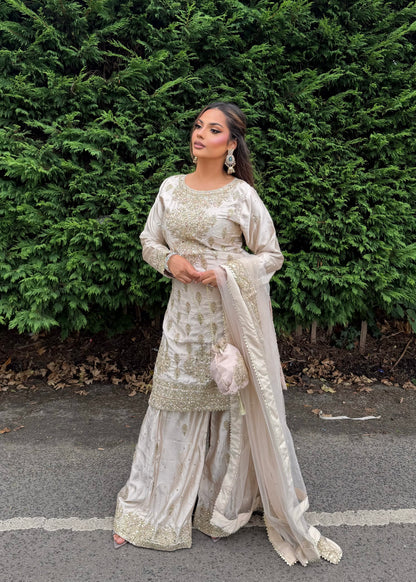 LAMISA SHARARA 4 PIECE SUIT CHAMPAGNE