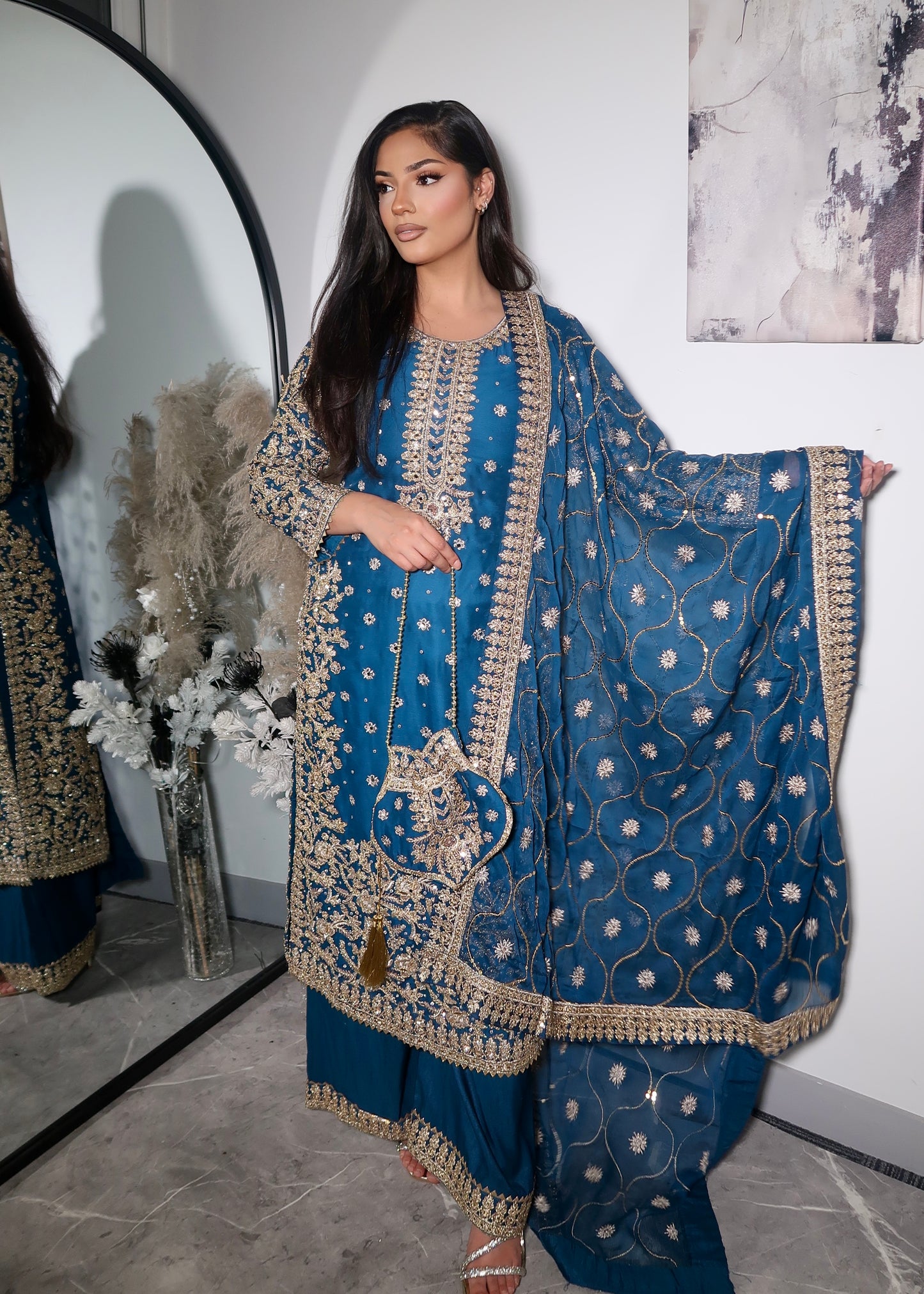 ANISA TEAL 4 PIECE PLAZZO