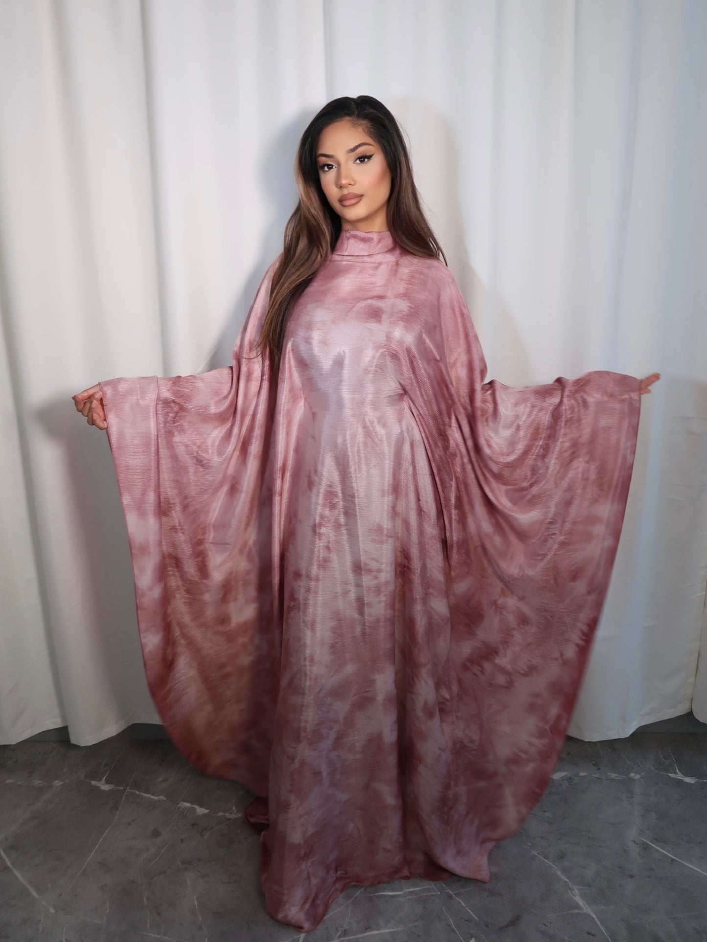 BLUSH PINK TYE DYE BUTTERFLY KAFTAN