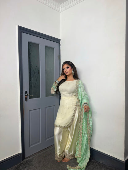AYSHA IVORY & MINT  3 PIECE SUIT