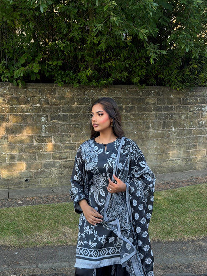 MALIYA FARSHI PATTERNED 3 PIECE SUIT