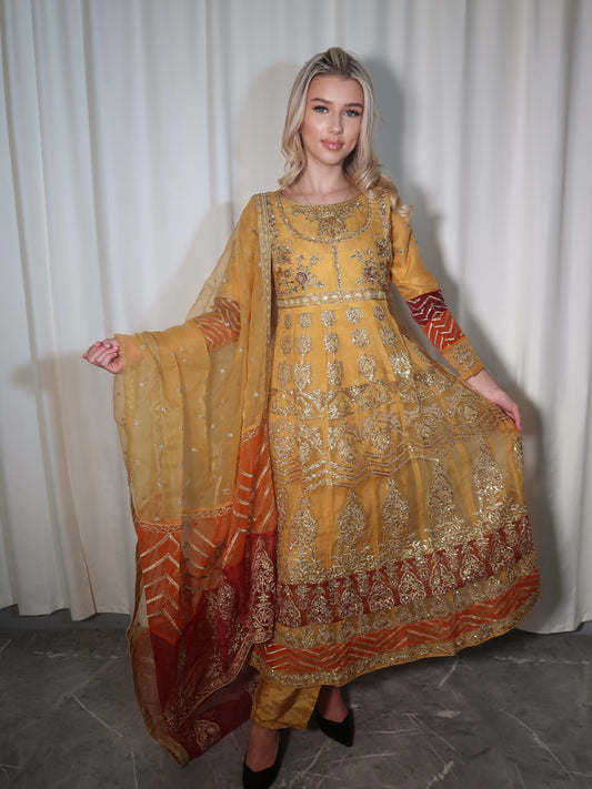 MUSTARD MEHNDI ANARKALI