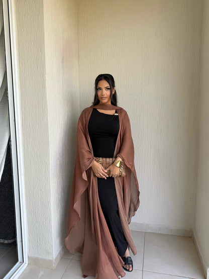 NOURAH ORGANZA CAPE OPEN ABAYA