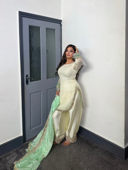 AYSHA IVORY & MINT  3 PIECE SUIT