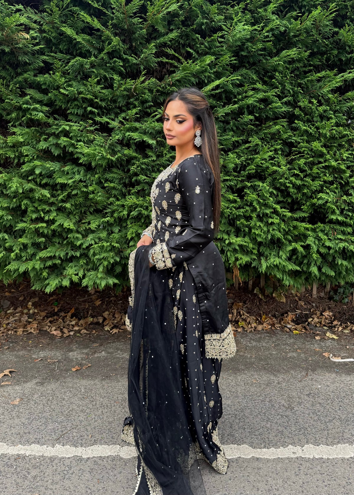 LAMISA SHARARA 4 PIECE SUIT BLACK
