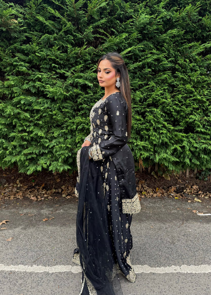 LAMISA SHARARA 4 PIECE SUIT BLACK