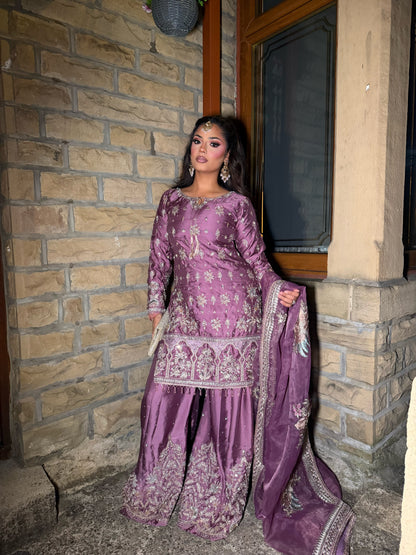 HALA LILAC SHARARA 3 PIECE SUIT