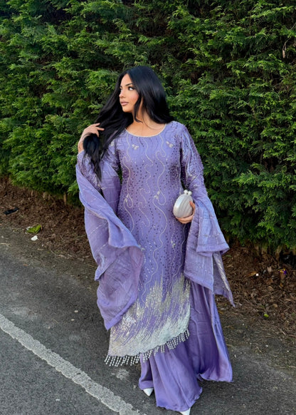 LEENA LILAC 3 PIECE SHARARA SUIT
