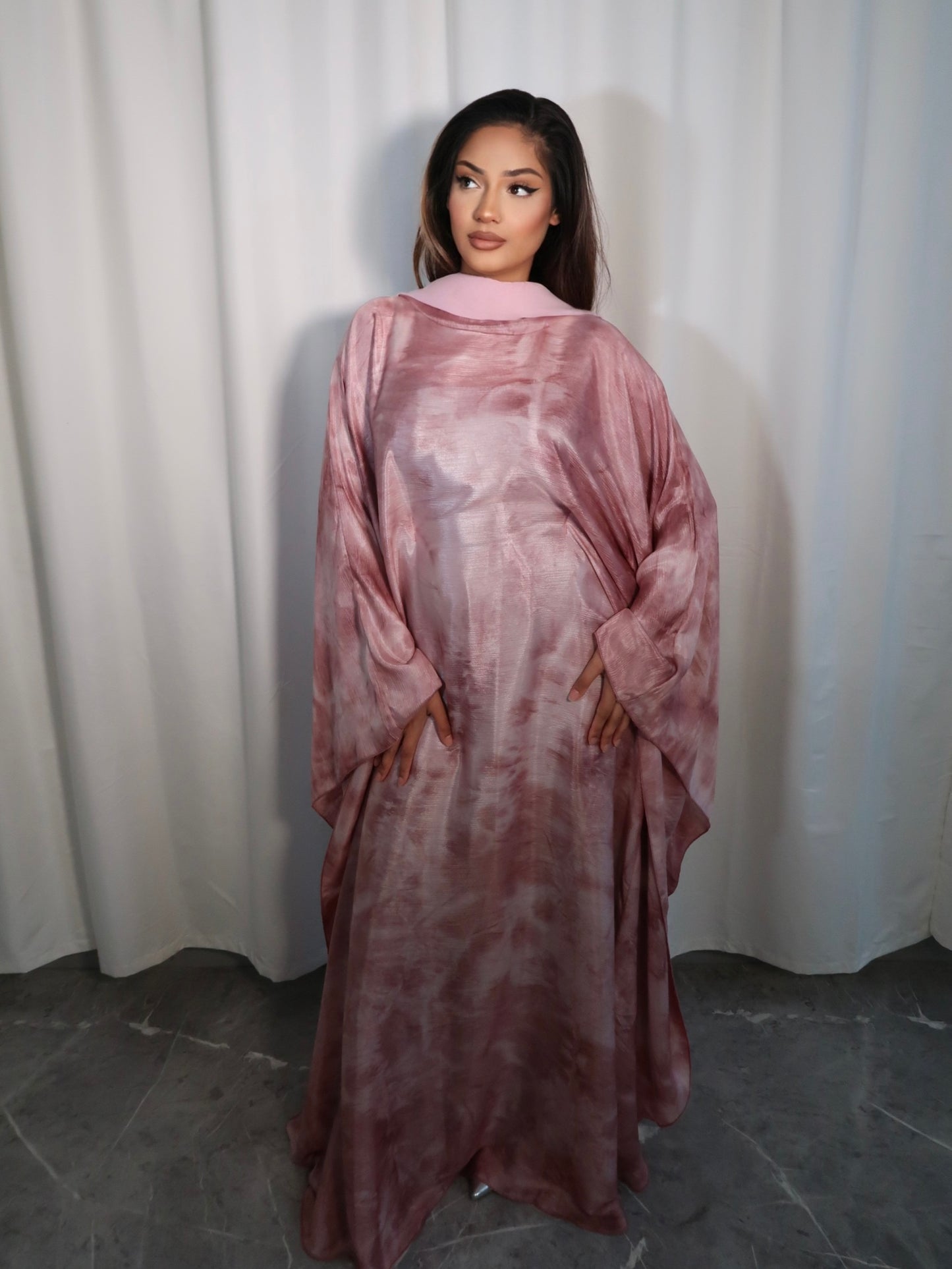 BLUSH PINK TYE DYE BUTTERFLY KAFTAN