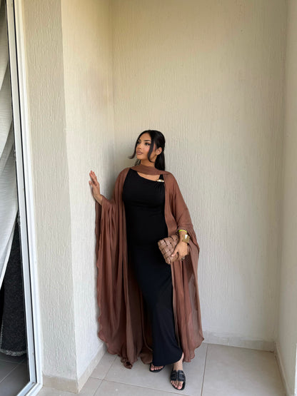 NOURAH ORGANZA CAPE OPEN ABAYA