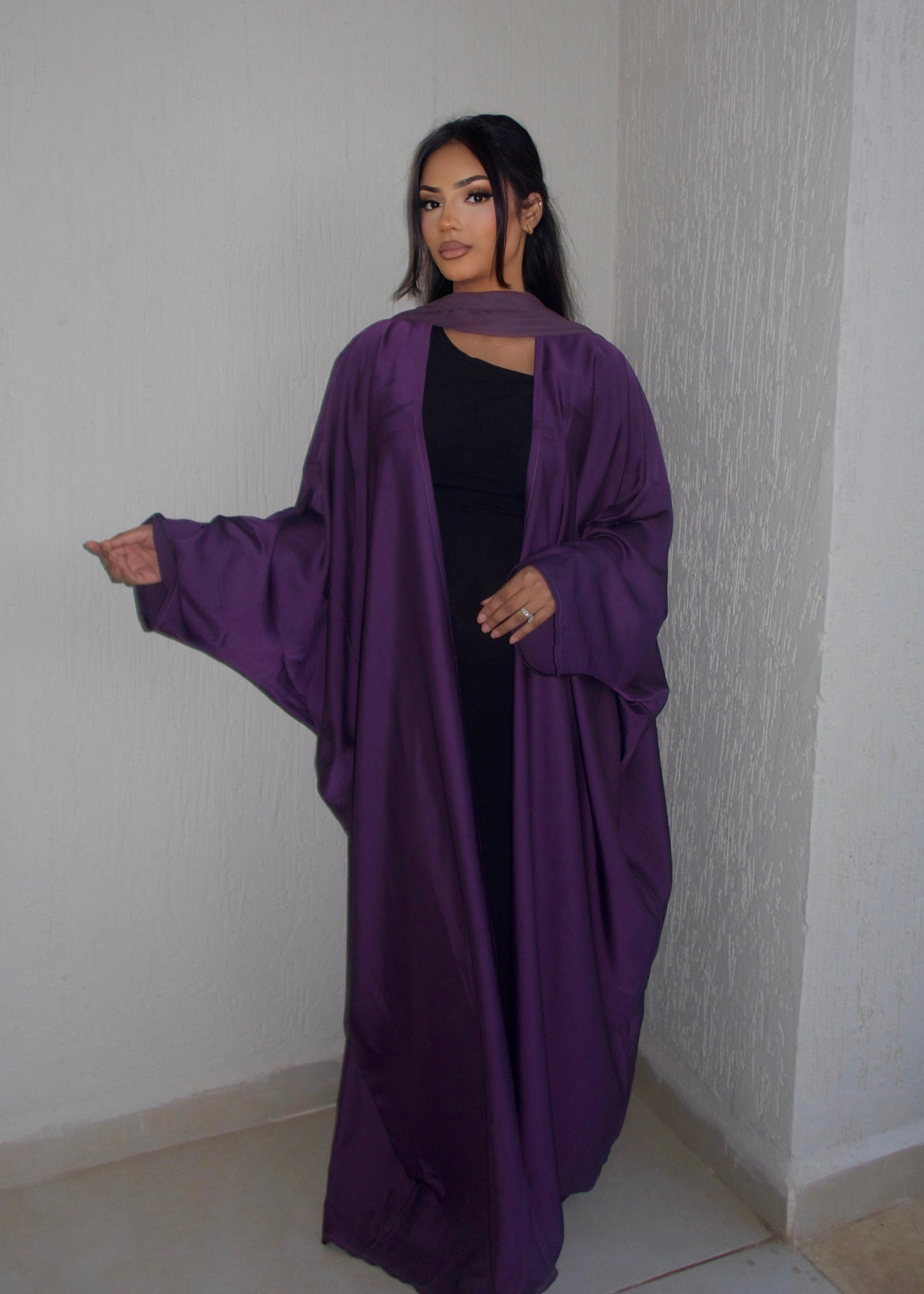 REEM SOFT SATIN OPEN ABAYA