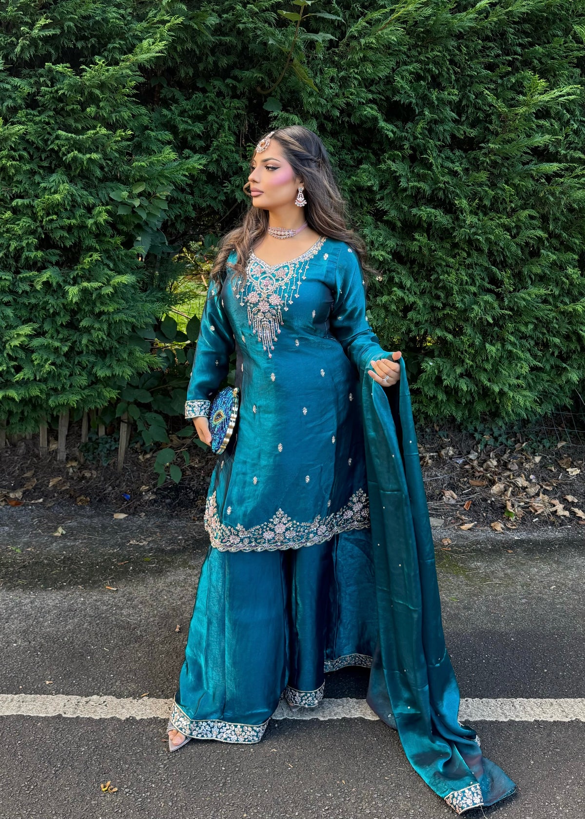 VENICE TEAL SHARARA 3 PIECE SUIT