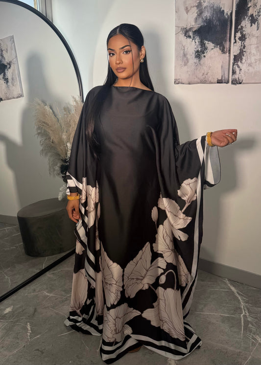 FLORA SATIN BUTTERFLY KAFTAN