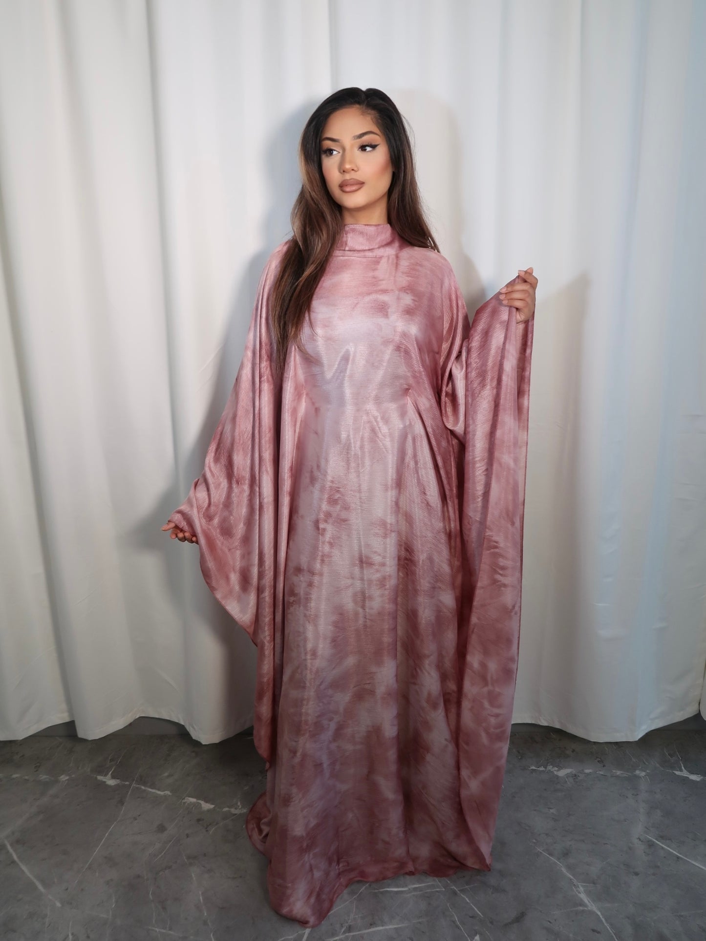 BLUSH PINK TYE DYE BUTTERFLY KAFTAN