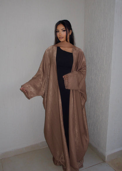 LUJAIN CRUSHED SATIN OPEN ABAYA